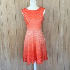 Sandra Darren Coral Lace Midi Dress